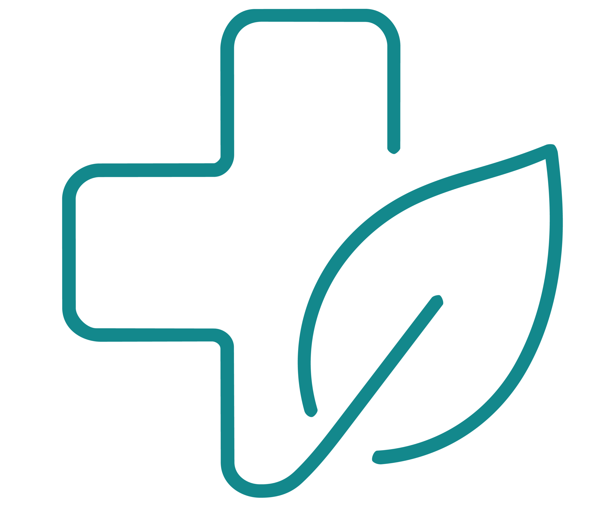 Icon mit einem medizinischem Kreuz, welches in ein Blatt übergeht
